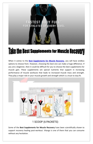 Take the Best Supplements for Muscle Recovery