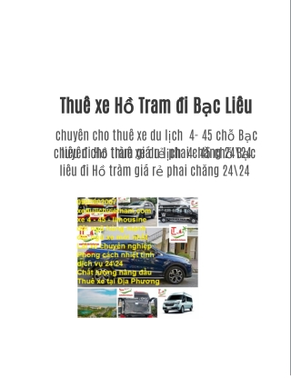 Thuê xe Hồ Tràm đi Bạc Liêu hai chiều