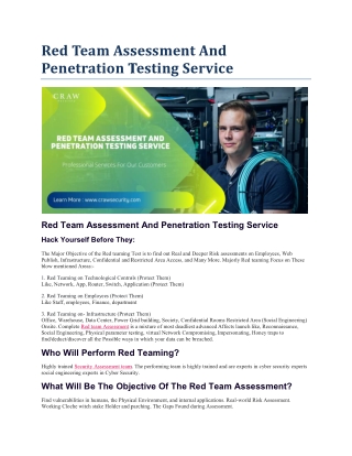 Red Team Assessment And Penetration Testing Service