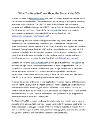 What You Need to Know About the Student Visa 500