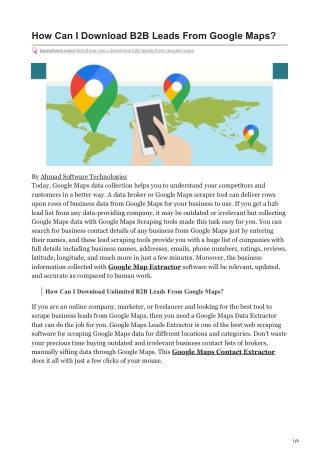 1How Can I Download B2B Leads From Google Maps