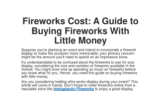 Fireworks Cost: A Guide to Buying Fireworks With Little Money