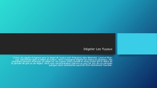Dégeler Les Tuyaux