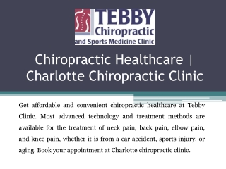 Chiropractic Healthcare | Charlotte Chiropractic Clinic