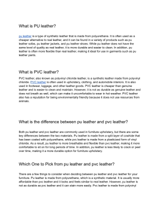 What is the difference between pu leather and pvc
