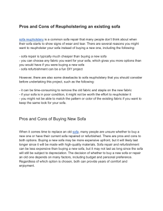 Should you buy new sofa or reupholster your existing one