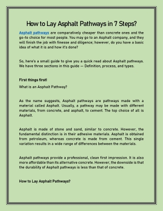 How to Lay Asphalt Pathways in 7 Steps