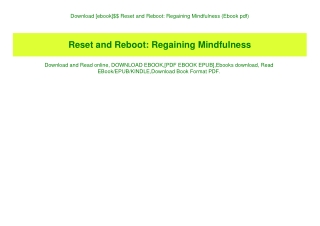 Download [ebook]$$ Reset and Reboot Regaining Mindfulness (Ebook pdf)