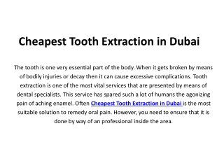 Cheapest Tooth Extraction in Dubai