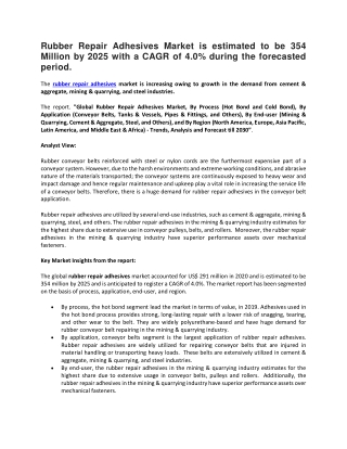 Rubber Repair Adhesives Market