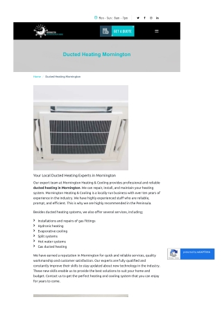 Ducted Heating Repairs Mornington Peninsula