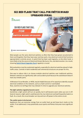 Six red flags that call for Switch Board Upgrades Dural