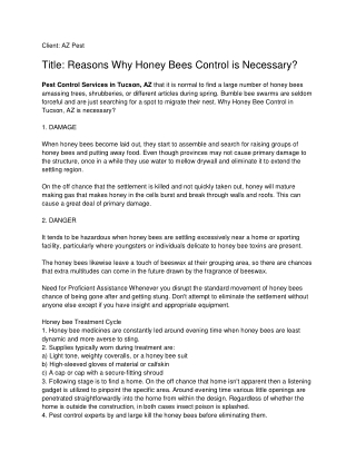 Reasons Why Honey Bees Control is Necessary__ AZ Pest