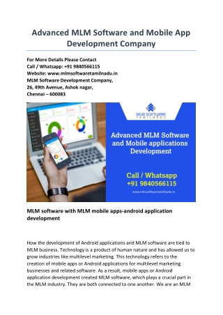 Advanced MLM Software and mobile app development company