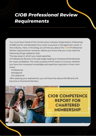 CIOB Professional Review Requirements