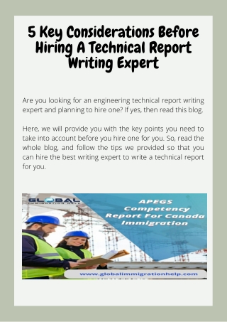 5 Key Considerations Before Hiring A Technical Report Writing Expert