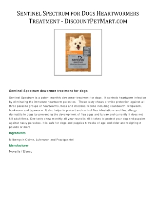 Sentinel Spectrum for Dogs Heartwormers Treatment