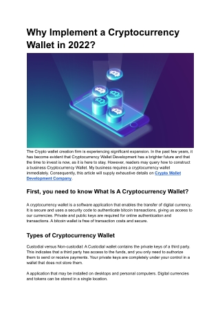 Why Implement a Cryptocurrency Wallet in 2022