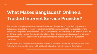 What Makes Bangladesh Online a Trusted Internet Service Provider_