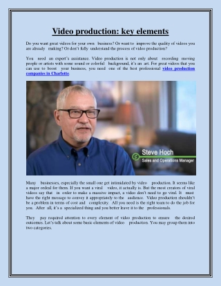 Video production key elements