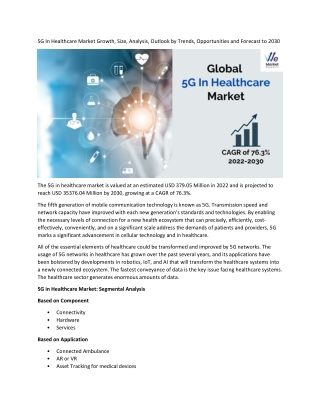 5G In Healthcare Market Report 2022 Market SWOT Analysis, Key Indicators