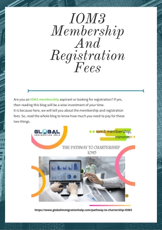 IOM3 Membership And Registration Fees