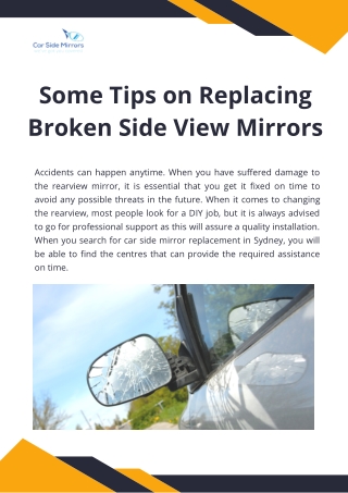 Some Tips on Replacing Broken Side View Mirrors