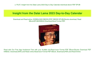 (P.D.F. FILE) Insight from the Dalai Lama 2023 Day-to-Day Calendar download ebook PDF EPUB