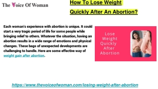 How To Lose Weight Quickly After An Abortion