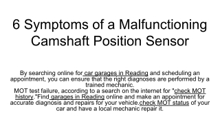 6 Symptoms of a Malfunctioning Camshaft Position Sensor