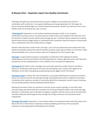 Ai Beauty Clinic - Inspection report Care Quality Commission