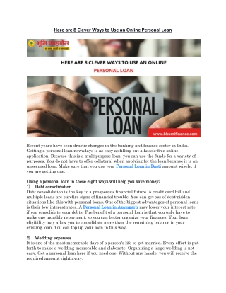 Here are 8 Clever Ways to Use an Online Personal Loan
