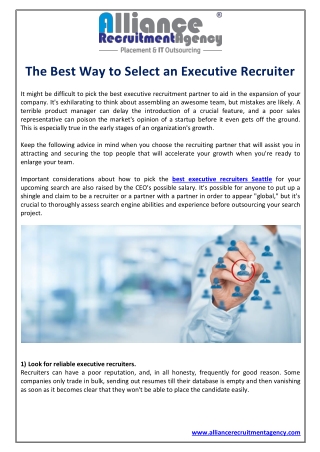 The Best Way to Select an Executive Recruiter