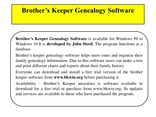 Brother’s Keeper Genealogy Software