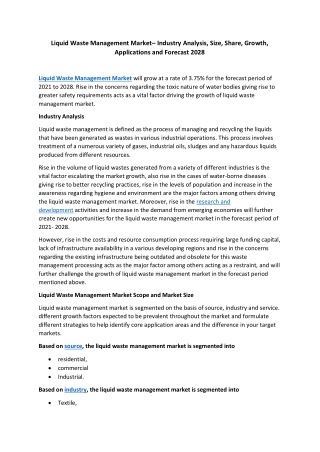 Liquid Waste Management Market