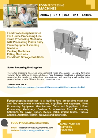 Butter Processing Line Suppliers