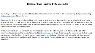 Designer Rugs Inspired by Modern Art