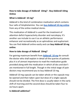 How to take dosage of Adderall  10mg_ - Buy Adderall 10mg Online