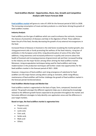 Feed Acidifiers Market