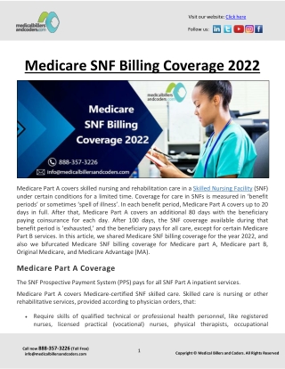 Medicare SNF Billing Coverage 2022