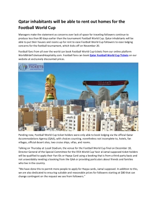 Qatar inhabitants will be able to rent out homes for the Football World Cup