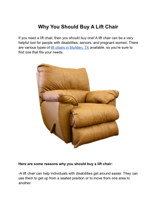 Why You Should Buy A Lift Chair