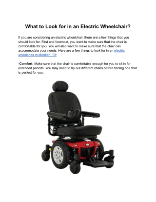 What to Look for in an Electric Wheelchair?