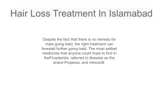 Hair Loss Treatment In Islamabad