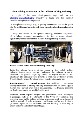 The Evolving Landscape of the Indian Clothing Industry - Industry experts