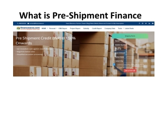 Pre Shipment Finance