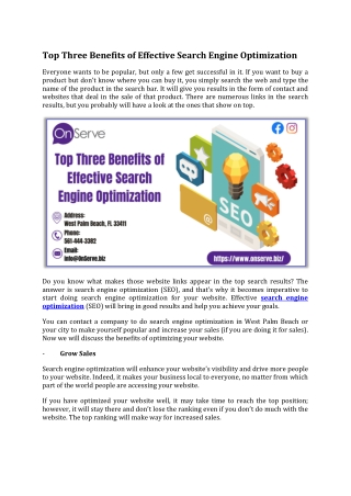 Top Three Benefits of Effective Search Engine Optimization