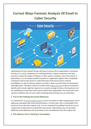 Correct Ways Forensic Analysis Of Email In Cyber Security