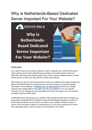 Why is Netherlands-Based Dedicated Server Important For Your Website_