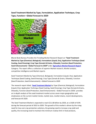 Global Seed Treatment Market Research Report 2022-2029